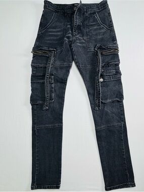 Men's Black Cargo Jeans with Utility Pockets